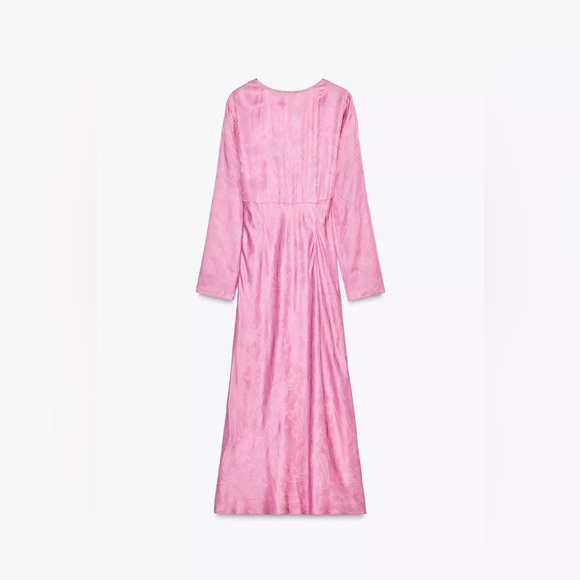 Zara maxi midi dress kimono Long Sleeve flowy bottom bohemian pink summer - Picture 12 of 12